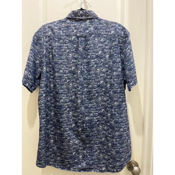 Rodd & Gunn Collared Blue Waves Button Up Short Sleeves Sz XL - Picture 6 of 6